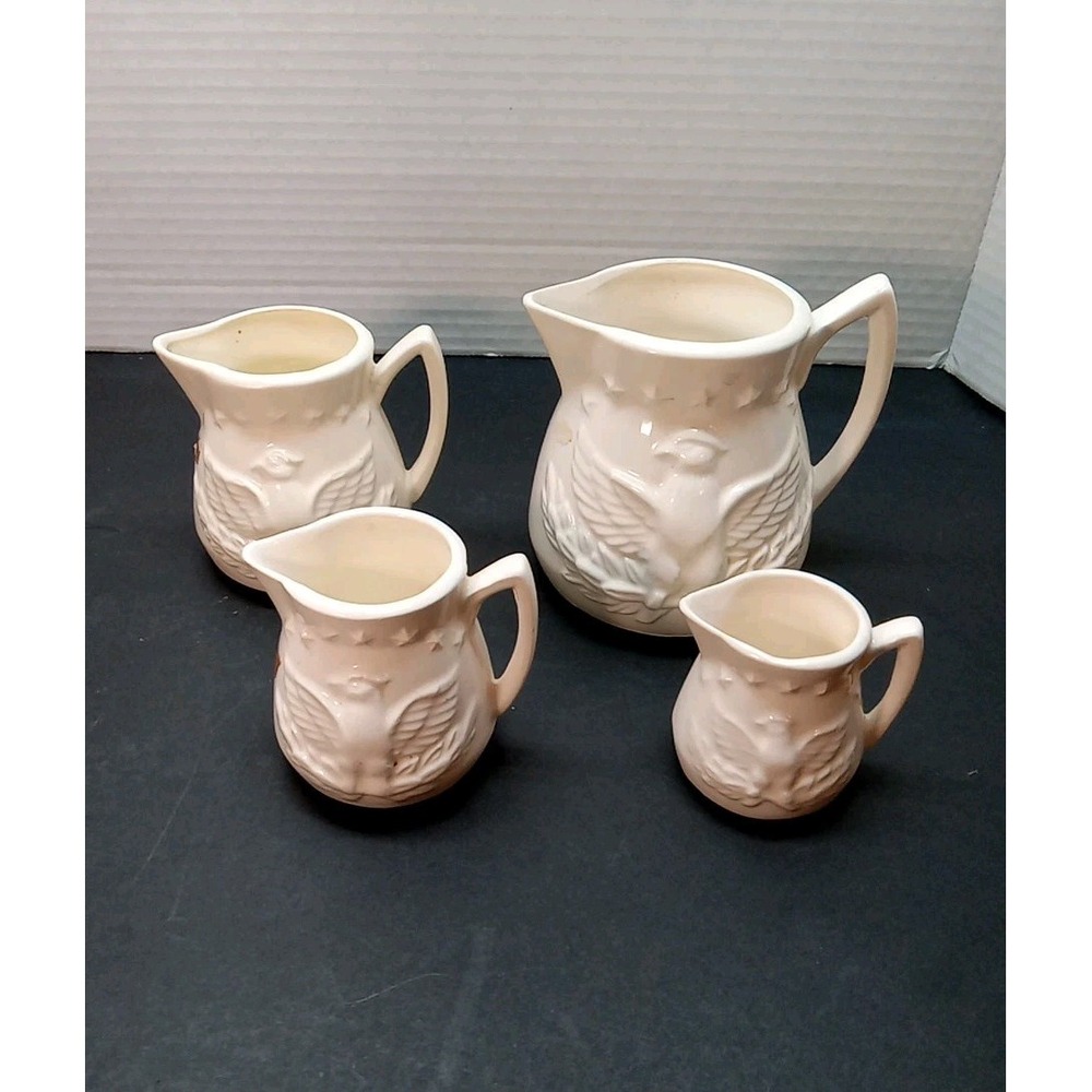 Americana Bald Eagle Ceramic White Measuring Cup Set 1cup, 1/2 ,1/3 &1/4 Cup